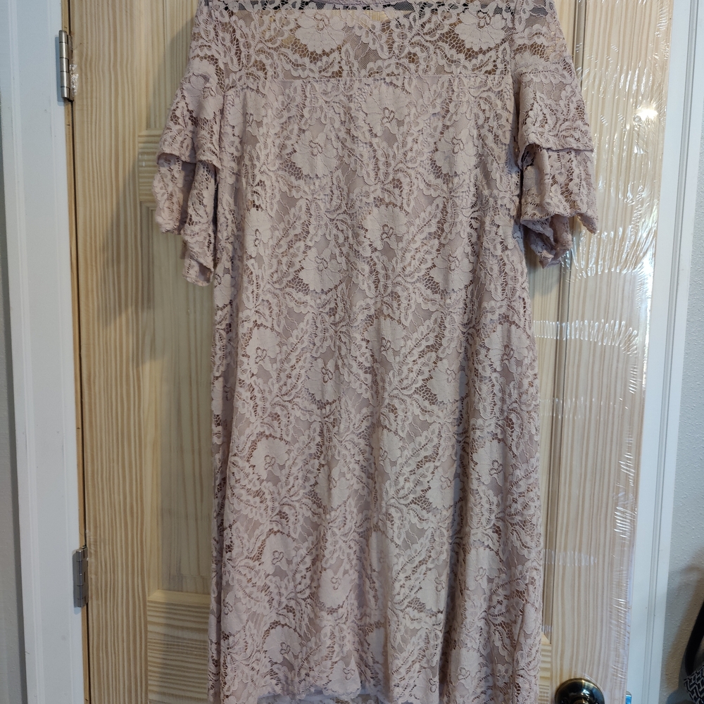 Roz & Ali Pink Ruffled Tiered Off-the-Shoulder Dress